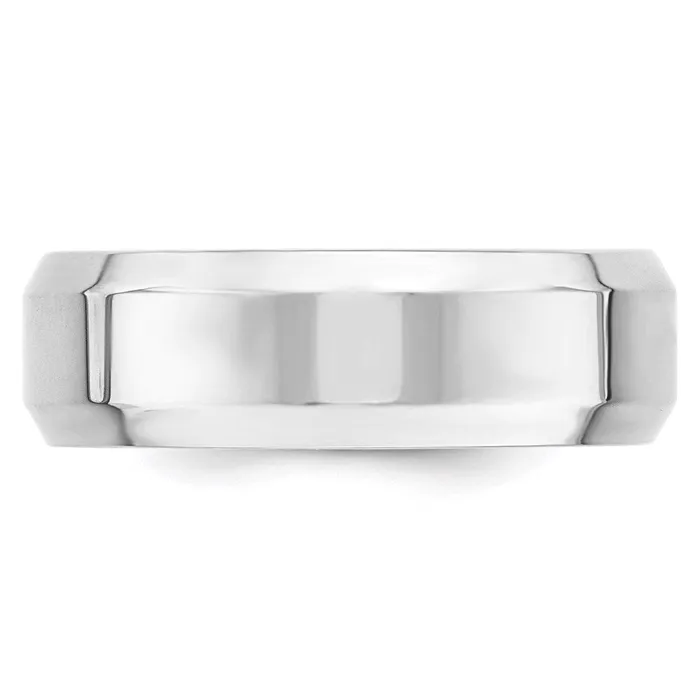 Rings Goldia Solid 14K White Gold 7mm Bevel Edge Comfort Fit MensWomens Wedding Band Ring Size 55 Rings Goldia Solid 14K White Gold 7mm Bevel Edge Comfort Fit MensWomens Wedding Band Ring Size 55