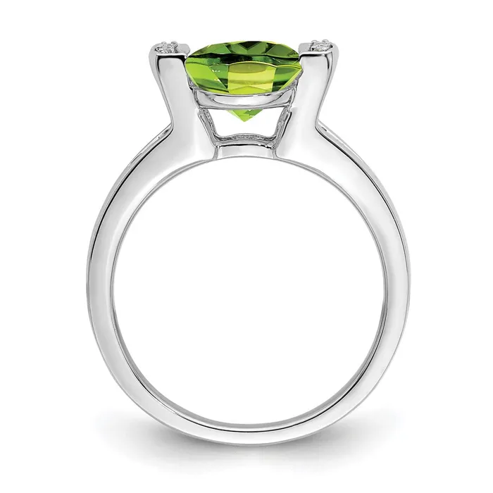 Rings Goldia Solid 14k White Gold Oval Simulated Peridot and CZ Ring