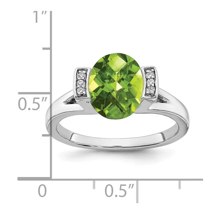 Rings Goldia Solid 14k White Gold Oval Simulated Peridot and CZ Ring