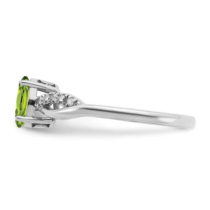 Rings Goldia Solid 14k White Gold Oval Simulated Peridot and CZ Ring