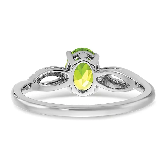 Rings Goldia Solid 14k White Gold Oval Simulated Peridot and CZ Ring