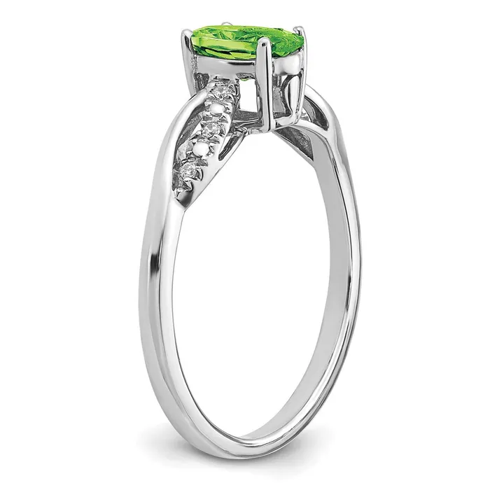 Rings Goldia Solid 14k White Gold Oval Simulated Peridot and CZ Ring