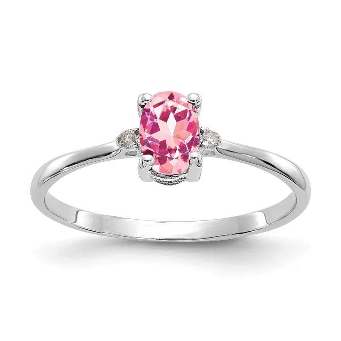 Rings Goldia Solid 14k White Gold Simulated CZ u0026 Pink Tourmaline Birthstone Ring Rings Goldia Solid 14k White Gold Simulated CZ u0026 Pink Tourmaline Birthstone Ring