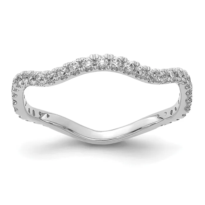 Rings Goldia Solid 14k White Gold Simulated CZ Wavy Band