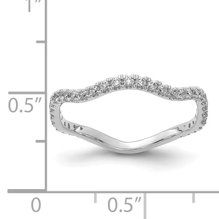 Rings Goldia Solid 14k White Gold Simulated CZ Wavy Band