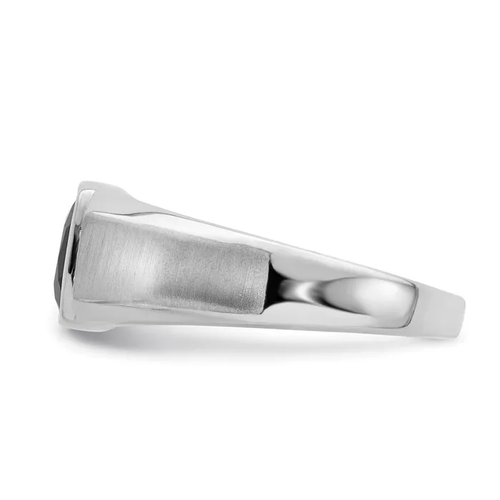Rings Goldia Solid 14k White Gold Simulated Onyx and CZ Mens Ring