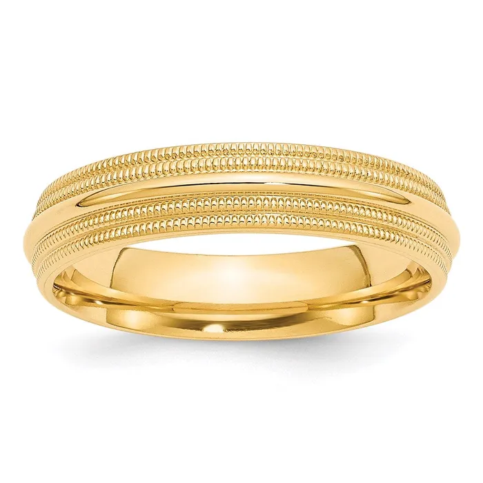 Rings Goldia Solid 14K Yellow Gold 5mm Double Milgrain Comfort Fit MensWomens Wedding Band Ring Size 9 Rings Goldia Solid 14K Yellow Gold 5mm Double Milgrain Comfort Fit MensWomens Wedding Band Ring Size 9