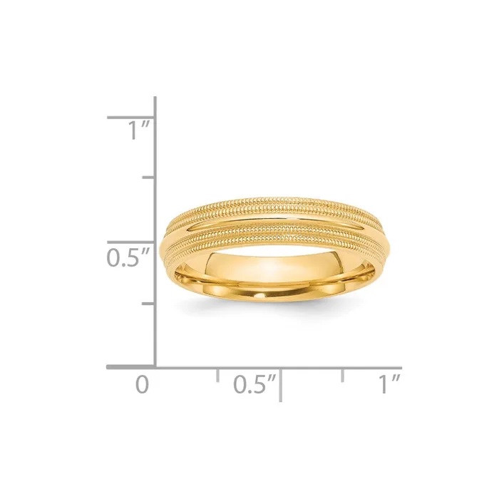 Rings Goldia Solid 14K Yellow Gold 5mm Double Milgrain Comfort Fit MensWomens Wedding Band Ring Size 9 Rings Goldia Solid 14K Yellow Gold 5mm Double Milgrain Comfort Fit MensWomens Wedding Band Ring Size 9