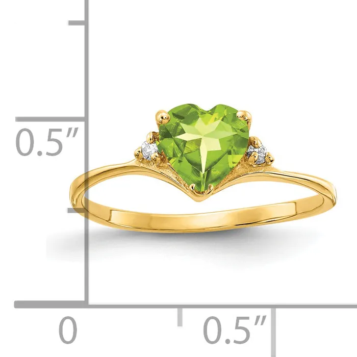 Rings Goldia Solid 14k Yellow Gold 6mm Heart Simulated Peridot AAA CZ Ring