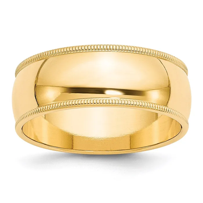 Rings Goldia Solid 14K Yellow Gold 8mm Milgrain Half Round MensWomens Wedding Band Ring Size 75 Rings Goldia Solid 14K Yellow Gold 8mm Milgrain Half Round MensWomens Wedding Band Ring Size 75