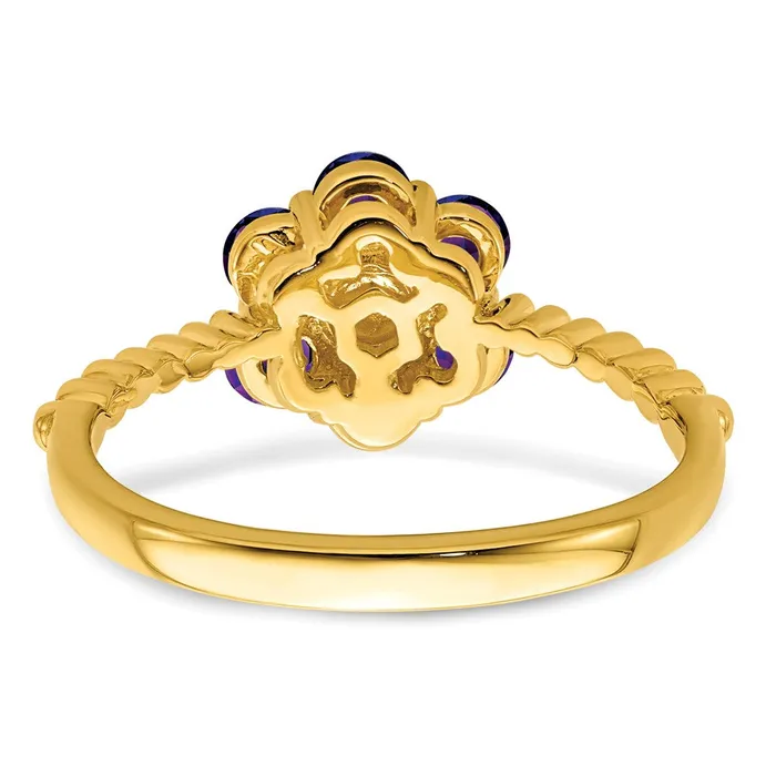 Rings Goldia Solid 14k Yellow Gold Simulated Amethyst and CZ Floral Ring