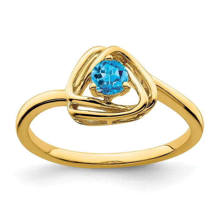 Rings Goldia Solid 14k Yellow Gold Simulated Blue Topaz Triangle Ring