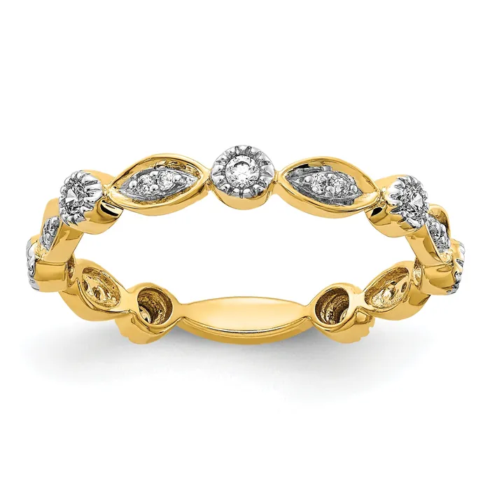 Rings Goldia Solid 14k Yellow Gold Simulated CZ Fancy Band