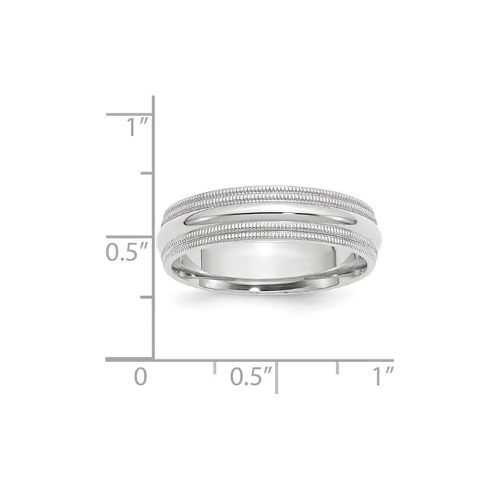 Rings Goldia Solid 18K White Gold 6mm Double Milgrain Comfort Fit MensWomens Wedding Band Ring Size 125 Rings Goldia Solid 18K White Gold 6mm Double Milgrain Comfort Fit MensWomens Wedding Band Ring Size 125