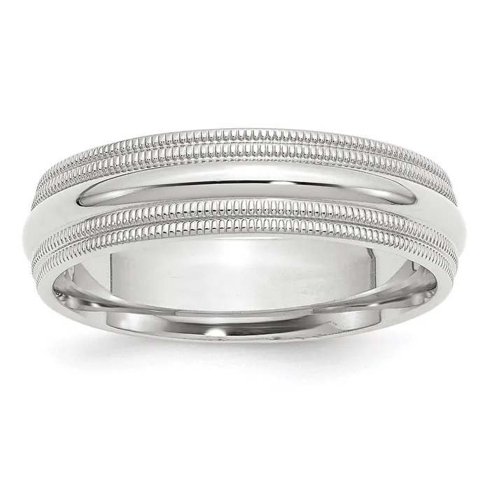 Rings Goldia Solid 18K White Gold 6mm Double Milgrain Comfort Fit MensWomens Wedding Band Ring Size 55 Rings Goldia Solid 18K White Gold 6mm Double Milgrain Comfort Fit MensWomens Wedding Band Ring Size 55