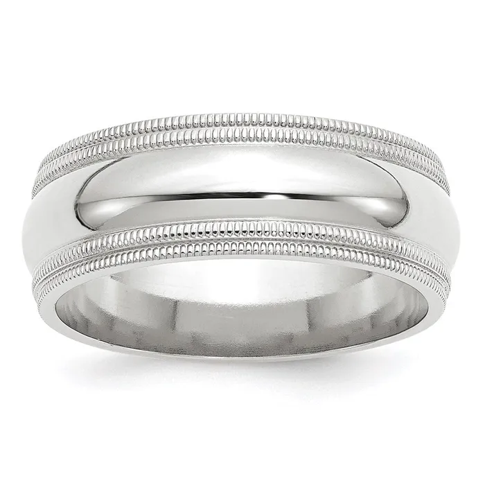 Rings Goldia Solid 18K White Gold 8mm Double Milgrain Comfort Fit MensWomens Wedding Band Ring Size 105 Rings Goldia Solid 18K White Gold 8mm Double Milgrain Comfort Fit MensWomens Wedding Band Ring Size 105