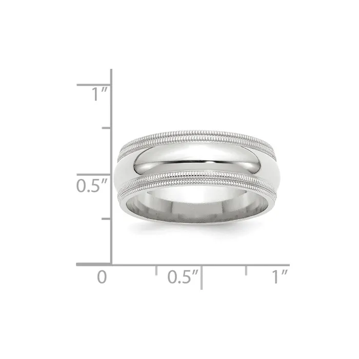 Rings Goldia Solid 18K White Gold 8mm Double Milgrain Comfort Fit MensWomens Wedding Band Ring Size 105 Rings Goldia Solid 18K White Gold 8mm Double Milgrain Comfort Fit MensWomens Wedding Band Ring Size 105
