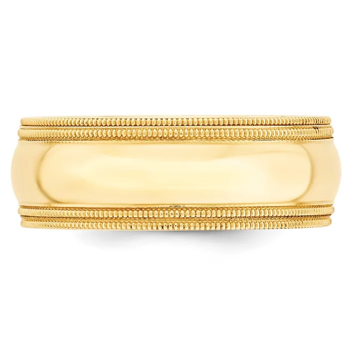 Rings Goldia Solid 18K Yellow Gold 8mm Double Milgrain Comfort Fit MensWomens Wedding Band Ring Size 4 Rings Goldia Solid 18K Yellow Gold 8mm Double Milgrain Comfort Fit MensWomens Wedding Band Ring Size 4