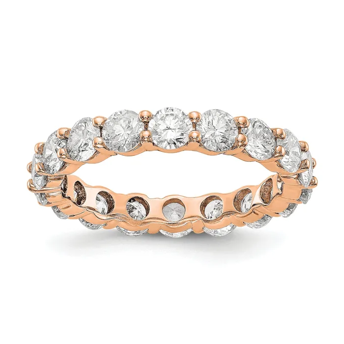 Rings Goldia Solid Real 14k Rose Gold Polished Shared Prong 3ct CZ Eternity Wedding Band Ring Rings Goldia Solid Real 14k Rose Gold Polished Shared Prong 3ct CZ Eternity Wedding Band Ring