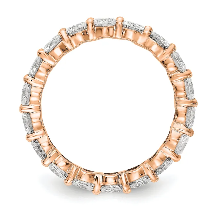 Rings Goldia Solid Real 14k Rose Gold Polished Shared Prong 3ct CZ Eternity Wedding Band Ring