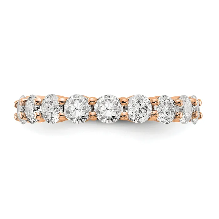Rings Goldia Solid Real 14k Rose Gold Polished Shared Prong 3ct CZ Eternity Wedding Band Ring