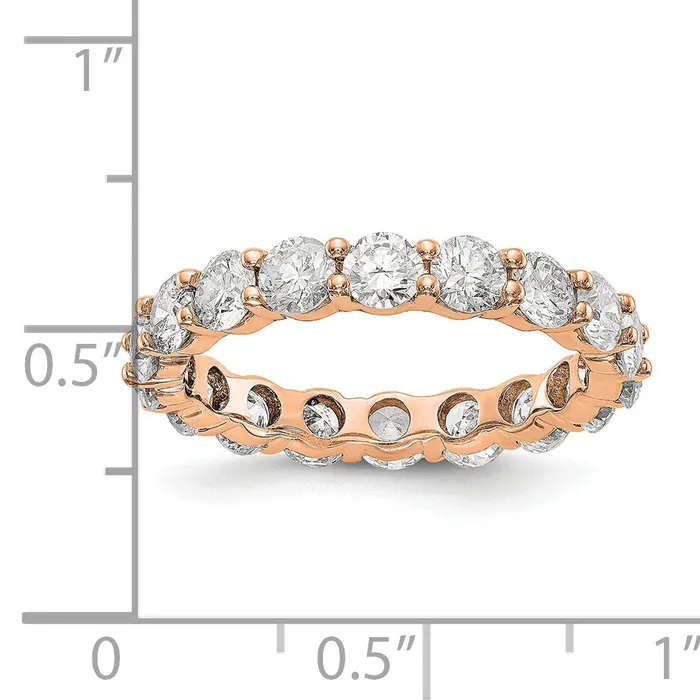 Rings Goldia Solid Real 14k Rose Gold Polished Shared Prong 3ct CZ Eternity Wedding Band Ring