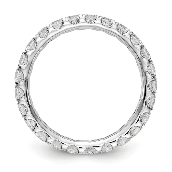 Rings Goldia Solid Real 14k White Gold 1 12CT U Shared Prong CZ Eternity Wedding Band Ring