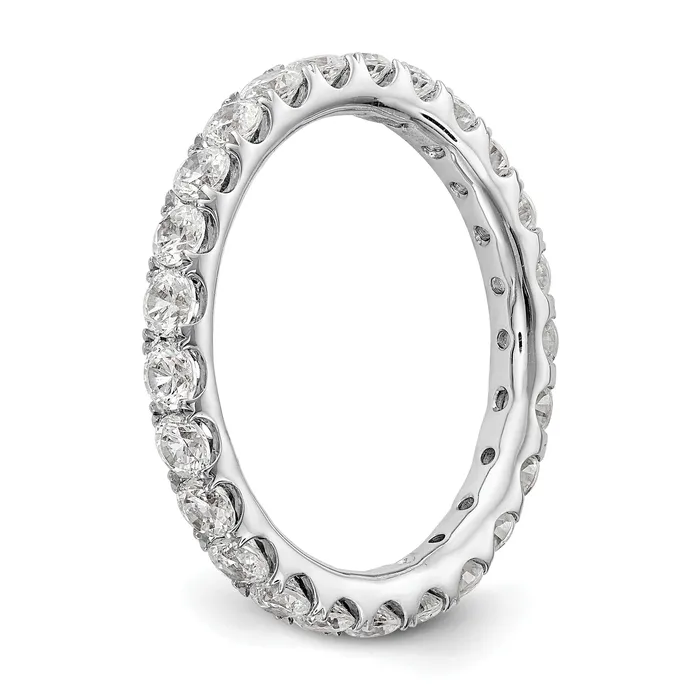 Rings Goldia Solid Real 14k White Gold 1 12CT U Shared Prong CZ Eternity Wedding Band Ring