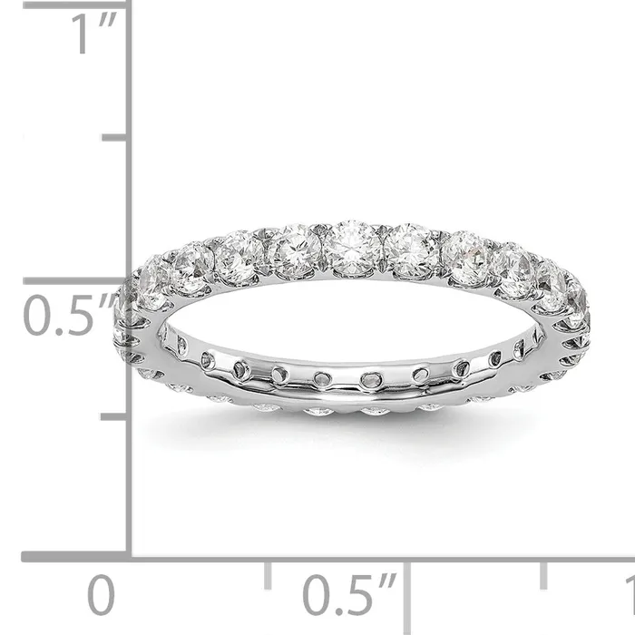 Rings Goldia Solid Real 14k White Gold 1 12CT U Shared Prong CZ Eternity Wedding Band Ring