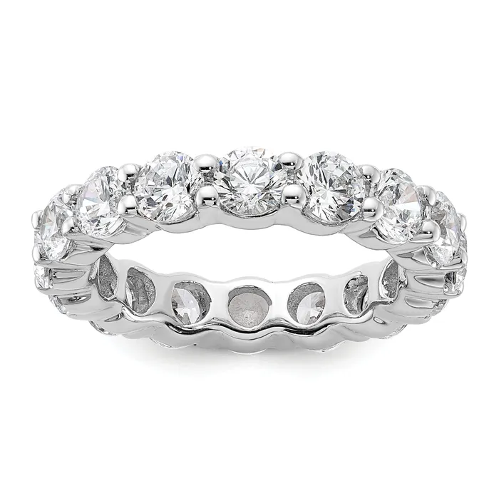 Rings Goldia Solid Real 14k White Gold Polished Shared Prong 4ct CZ Eternity Wedding Band Ring Rings Goldia Solid Real 14k White Gold Polished Shared Prong 4ct CZ Eternity Wedding Band Ring