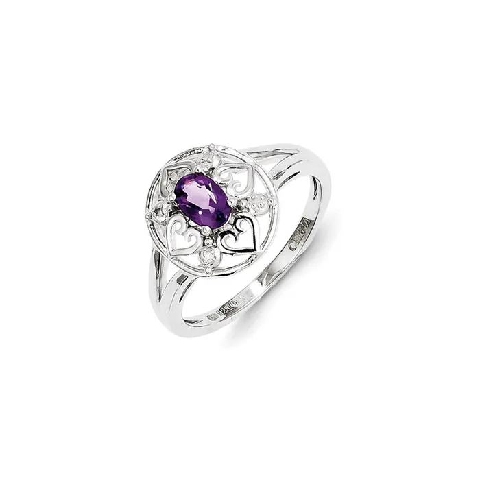 Rings Goldia Sterling Silver Amethyst Diamond Ring