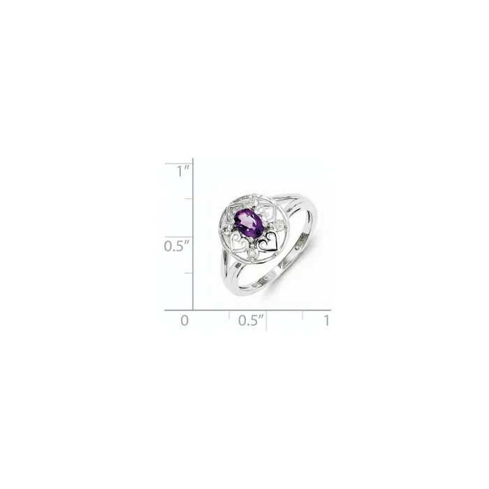 Rings Goldia Sterling Silver Amethyst Diamond Ring