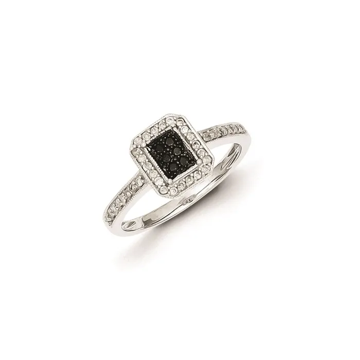 Rings Goldia Sterling Silver Black u0026 White Diamond Square Ring
