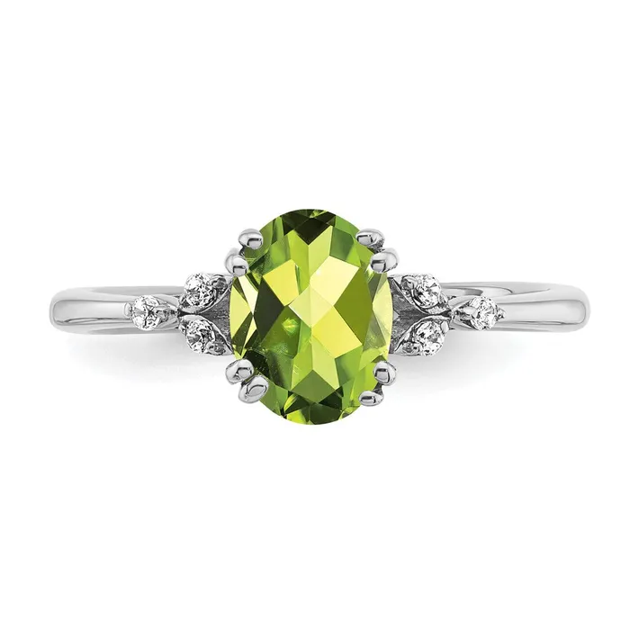 Rings Goldia Sterling Silver Peridot and Diamond Ring