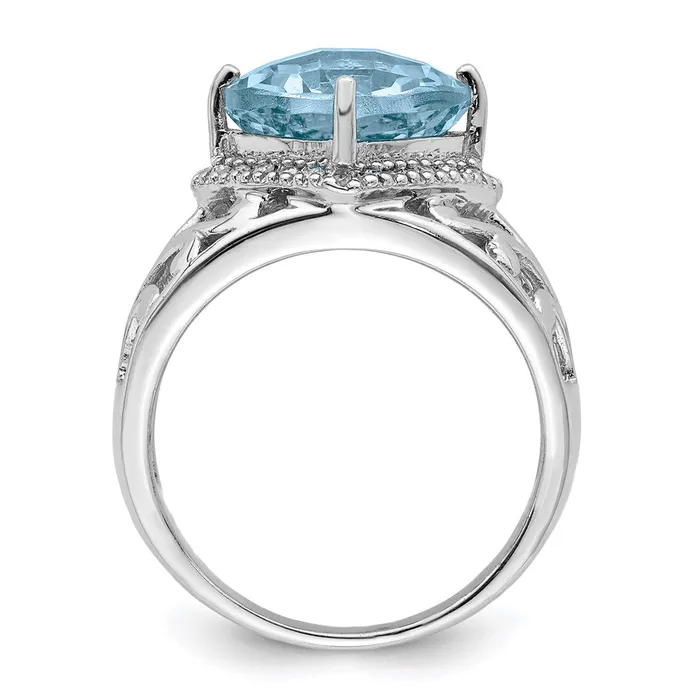 Rings Goldia Sterling Silver Rhodium CheckerCut Sky Blue Topaz u0026 Diamond Ring