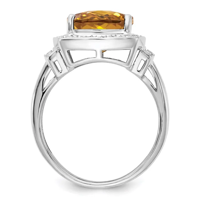 Rings Goldia Sterling Silver Rhodium Diamond u0026 CheckerCut Whiskey Quartz Ring