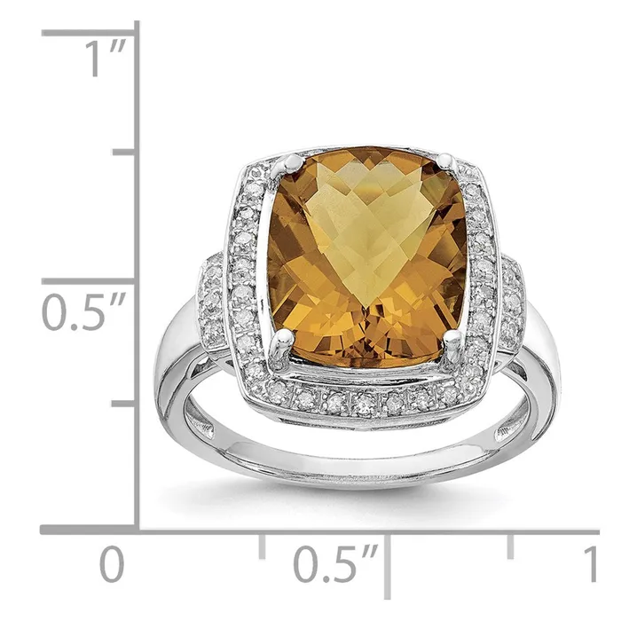 Rings Goldia Sterling Silver Rhodium Diamond u0026 CheckerCut Whiskey Quartz Ring