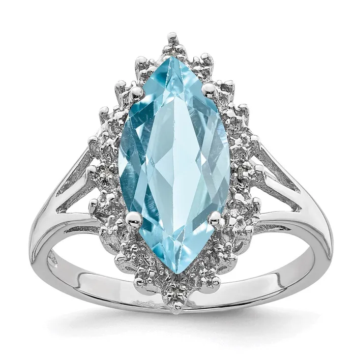Rings Goldia Sterling Silver Rhodium Light Swiss Blue Topaz Diamond Ring