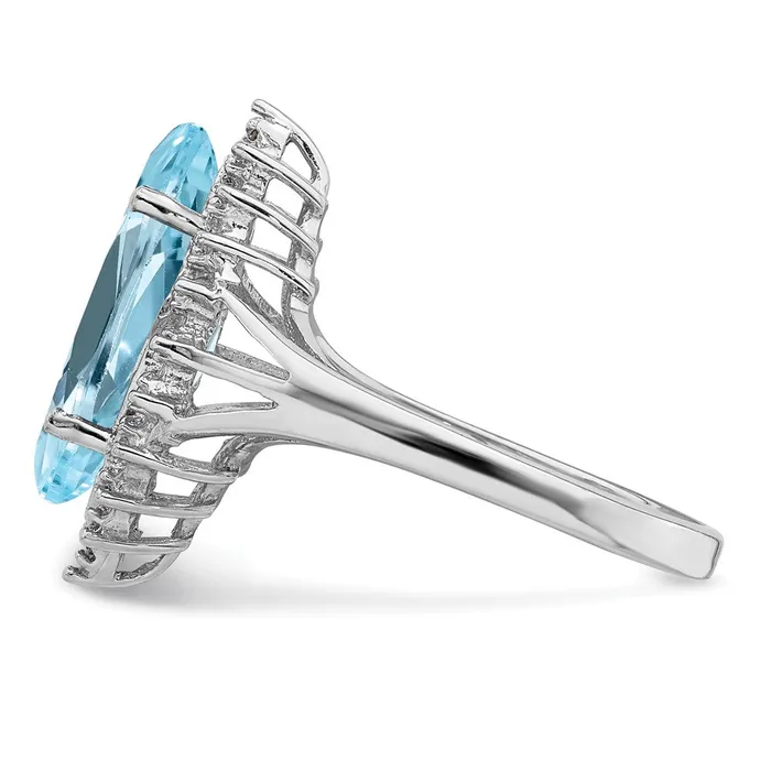 Rings Goldia Sterling Silver Rhodium Light Swiss Blue Topaz Diamond Ring