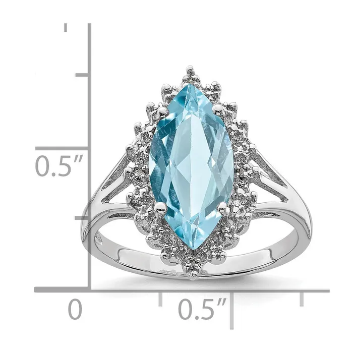 Rings Goldia Sterling Silver Rhodium Light Swiss Blue Topaz Diamond Ring