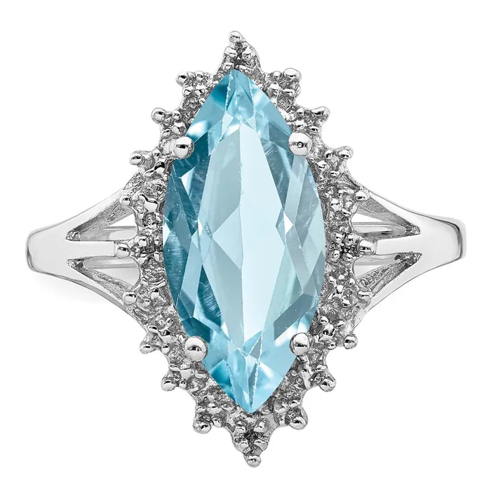 Rings Goldia Sterling Silver Rhodium Light Swiss Blue Topaz Diamond Ring