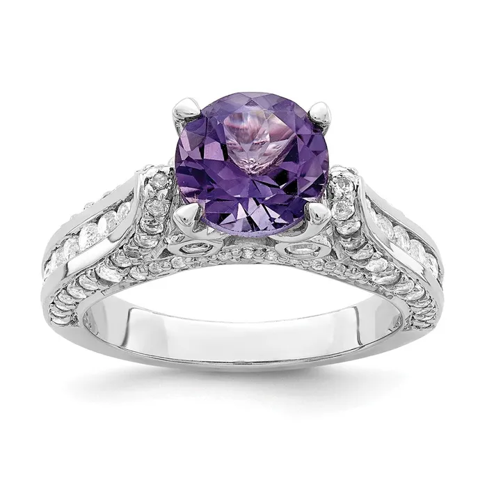 Rings Goldia Sterling Silver Rhodiumplated 8mm Amethyst u0026 White Topaz Ring Rings Goldia Sterling Silver Rhodiumplated 8mm Amethyst u0026 White Topaz Ring