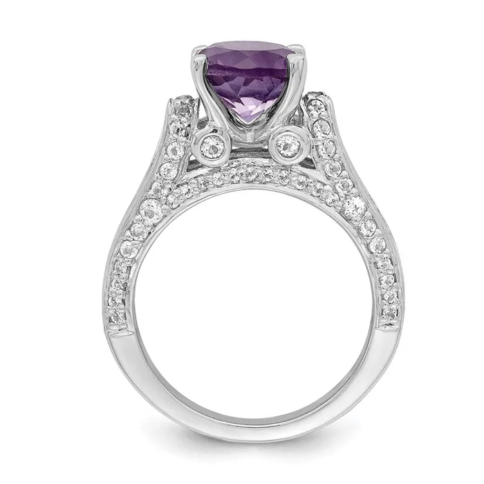 Rings Goldia Sterling Silver Rhodiumplated 8mm Amethyst u0026 White Topaz Ring