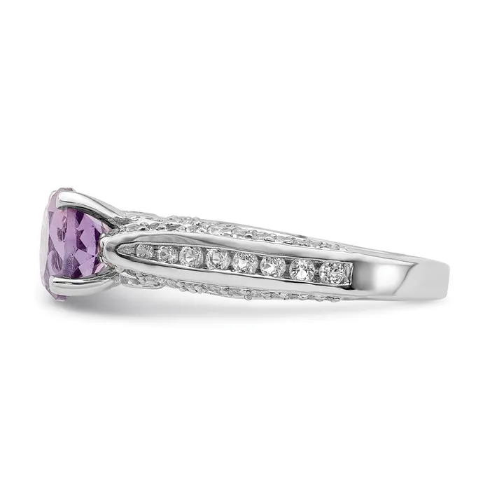 Rings Goldia Sterling Silver Rhodiumplated 8mm Amethyst u0026 White Topaz Ring