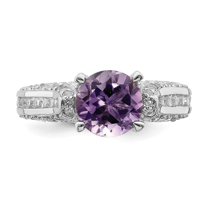 Rings Goldia Sterling Silver Rhodiumplated 8mm Amethyst u0026 White Topaz Ring