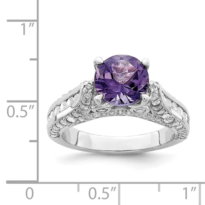 Rings Goldia Sterling Silver Rhodiumplated 8mm Amethyst u0026 White Topaz Ring