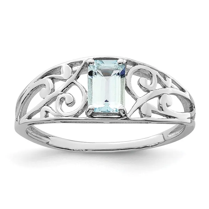 Rings Goldia Sterling Silver Rhodium Plated Aquamarine Ring