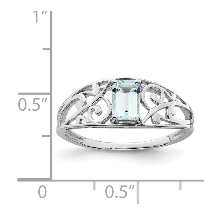 Rings Goldia Sterling Silver Rhodium Plated Aquamarine Ring