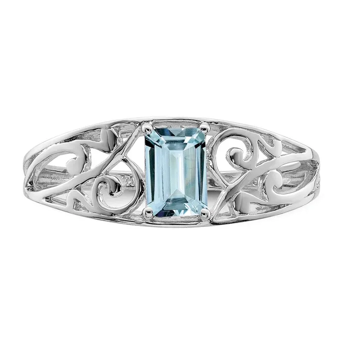 Rings Goldia Sterling Silver Rhodium Plated Aquamarine Ring
