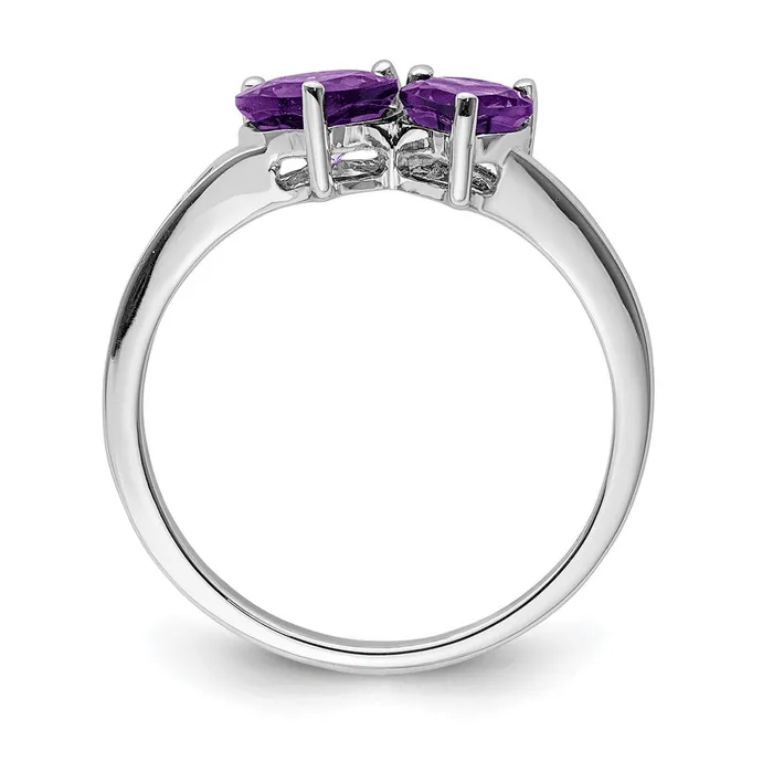 Rings Goldia Sterling Silver Rhodium Plated Diamond and Amethyst Heart Ring